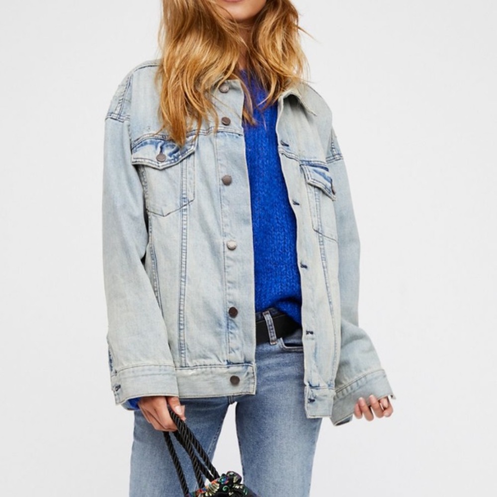 Free People Denim Trucker Jacket - Picture 2 of 6